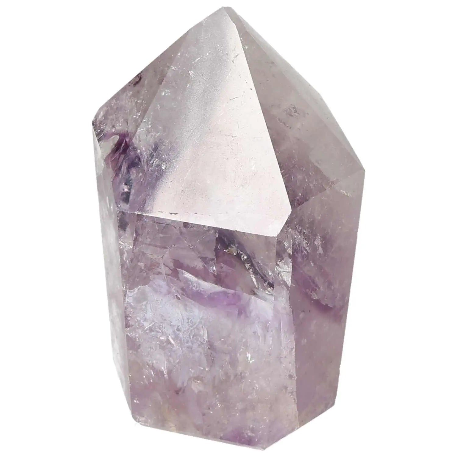 Polished Amethyst Obelisk gem from Sylvia Crystals, known for reducing stress and enhancing concentration, luxury crystal display