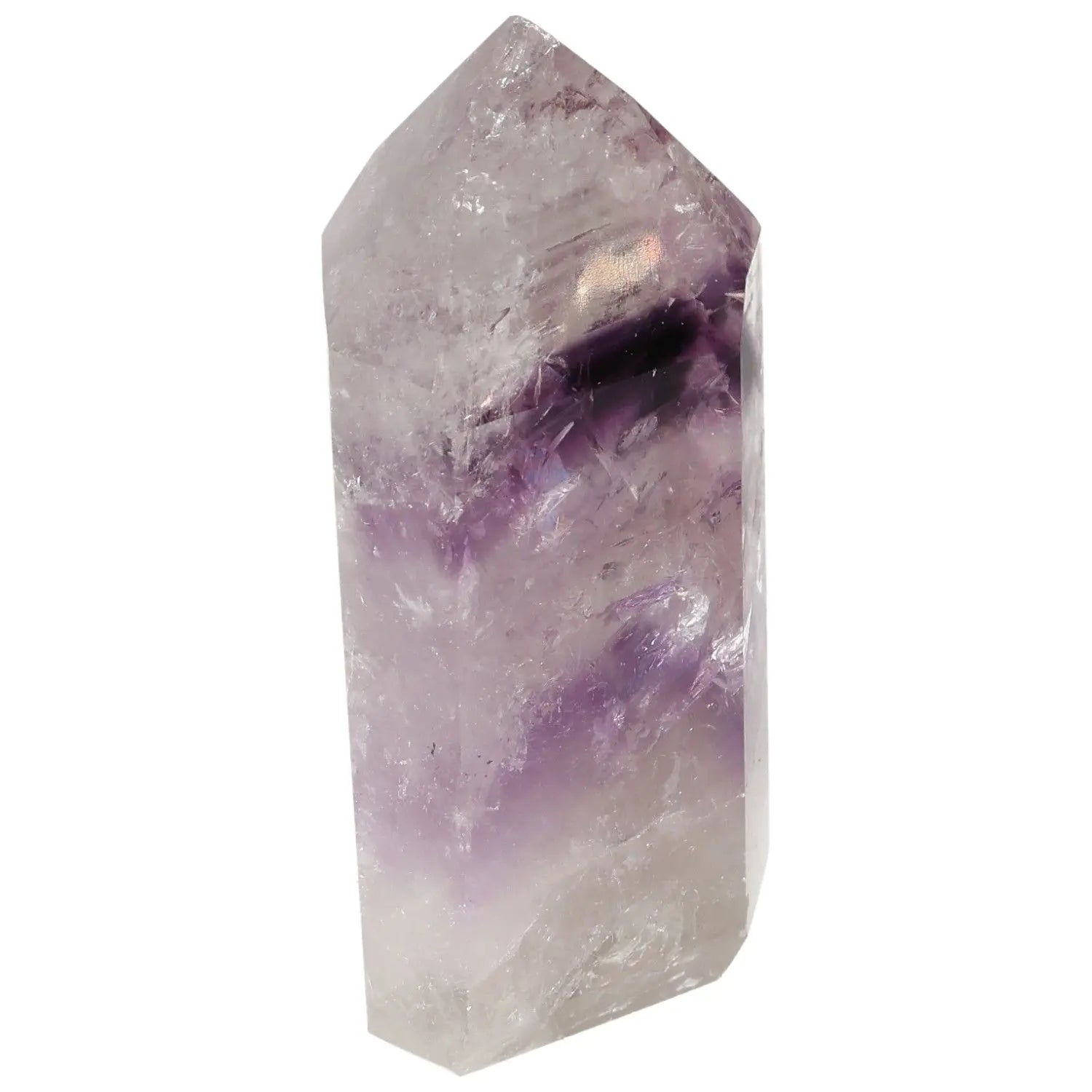 Polished Amethyst Obelisk by Sylvia Crystals, featuring calming energy for stress relief and enhanced concentration.