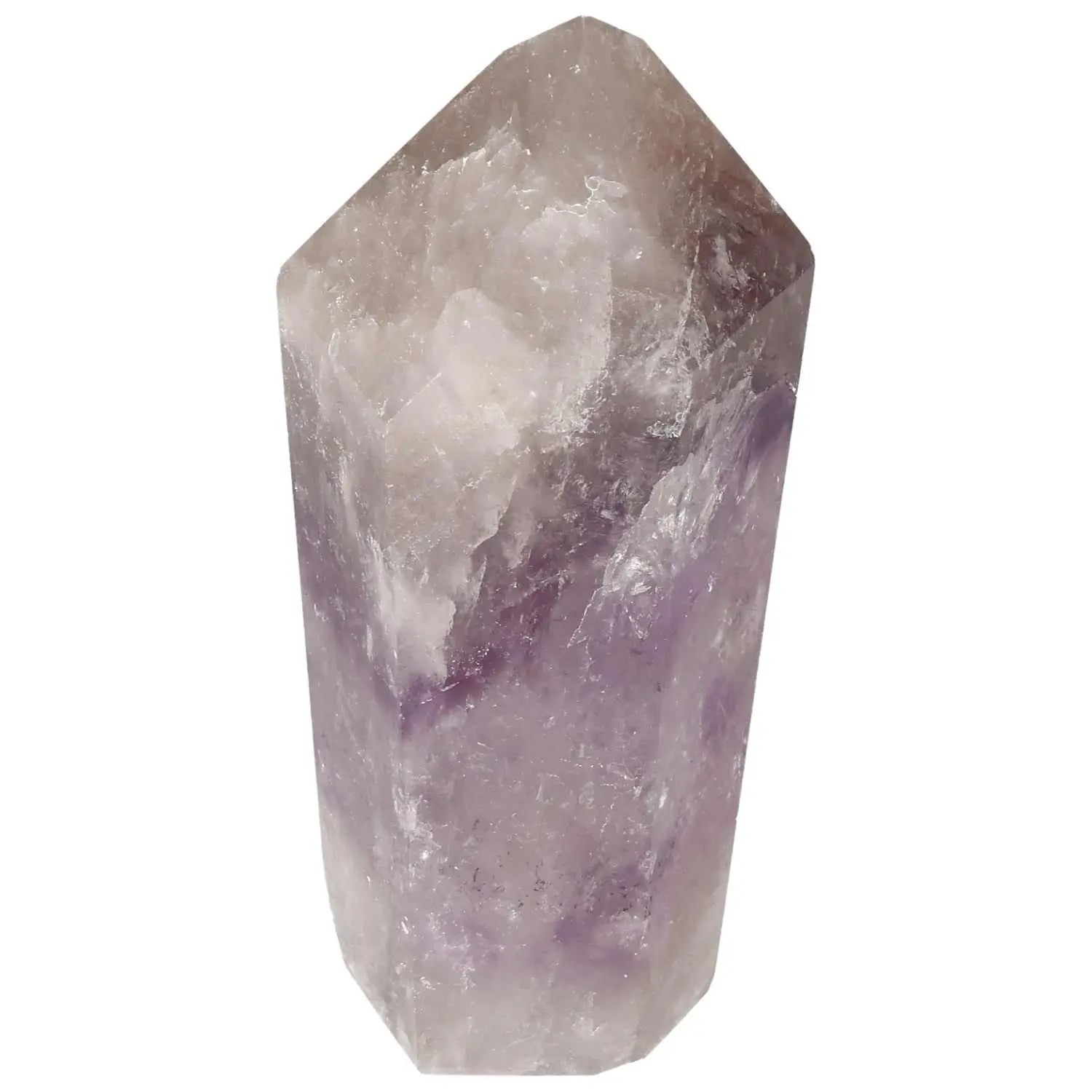Polished Amethyst Obelisk for stress relief and energy enhancement from Sylvia Crystals, showcasing purple hues and elegance.