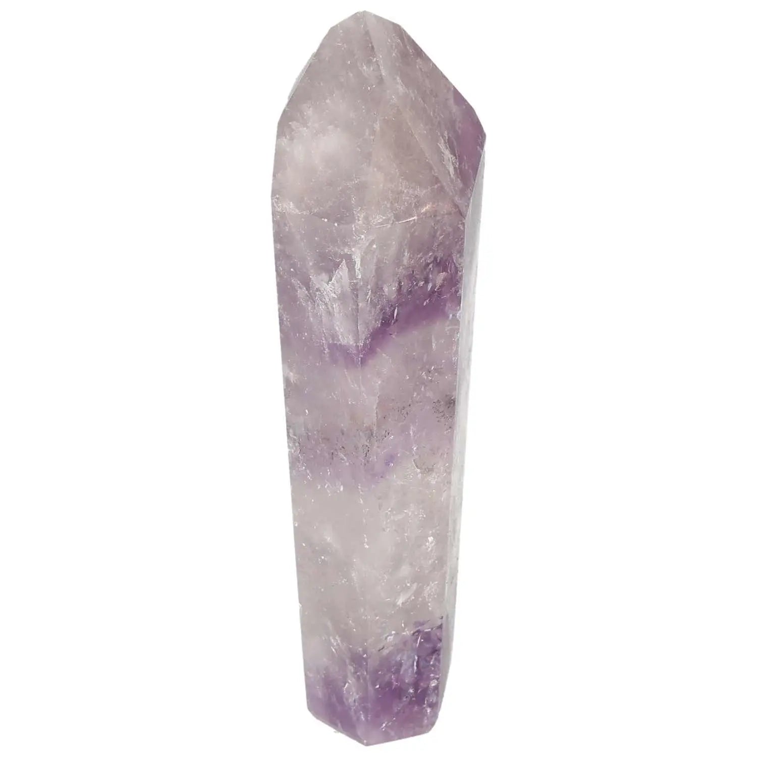 Polished Amethyst Obelisk crystal enhancing energy and concentration, Sylvia Crystals luxury piece, stress-reducing properties