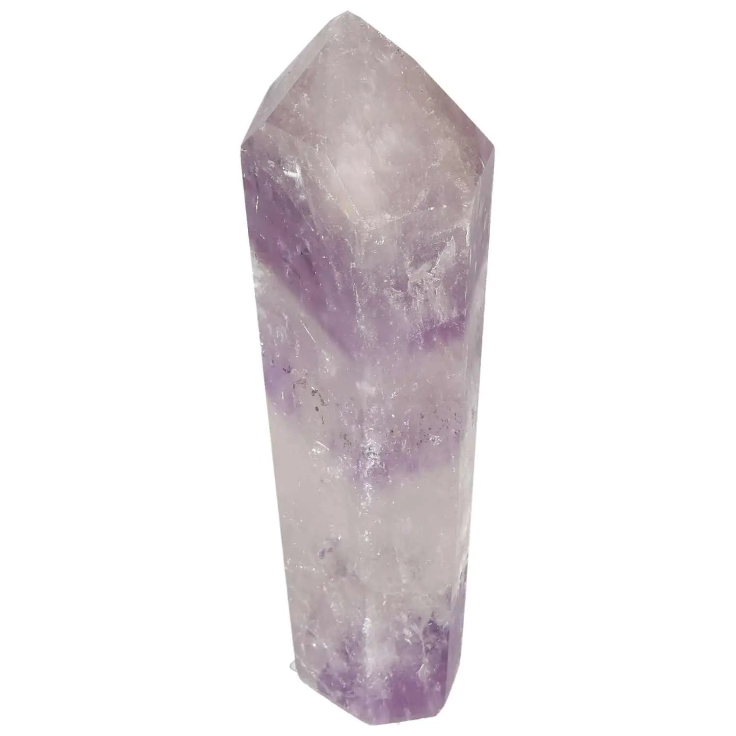 Polished Amethyst Obelisk by Sylvia Crystals, known for reducing stress and enhancing energy. Premium luxury and spirituality blend.