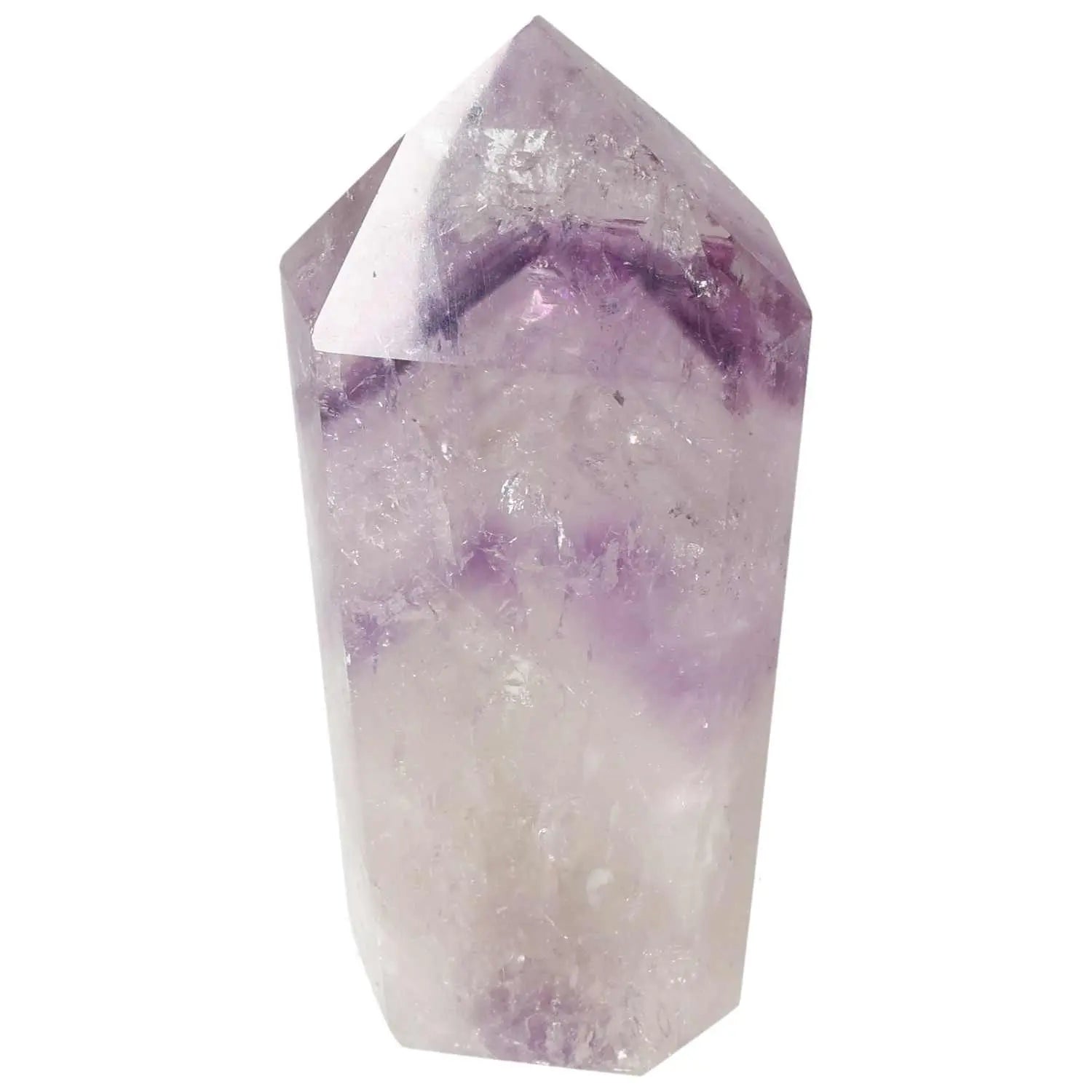 Polished Amethyst Obelisk by Sylvia Crystals, a luxurious decor piece known for enhancing tranquility and emotional stability.