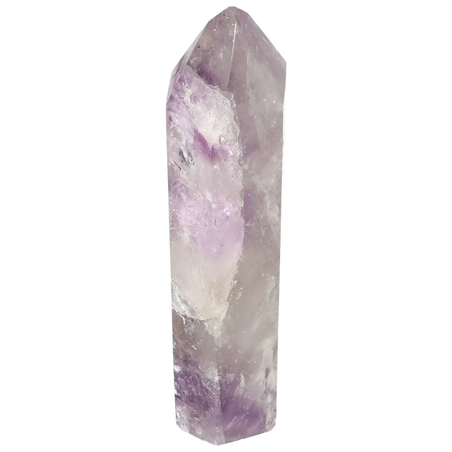 Polished Amethyst Obelisk from Sylvia Crystals, exuding calming energy and decorative elegance, ideal for stress relief and meditation.