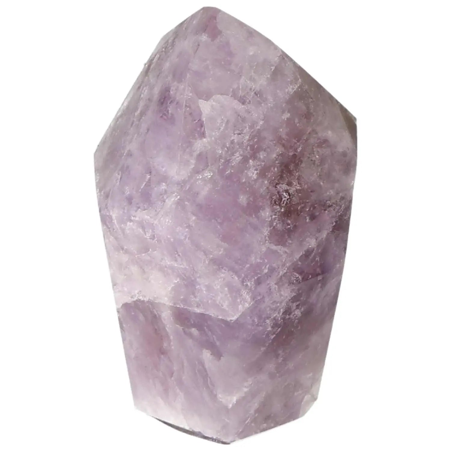 Polished Amethyst Super Seven Point crystal featuring seven minerals for stress relief and energy boost by Sylvia Crystals.