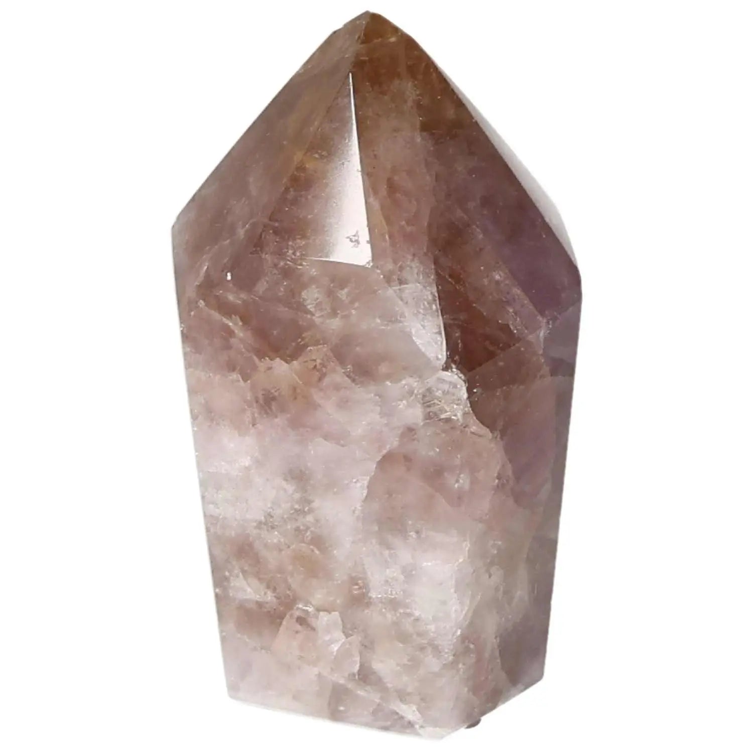 Polished Amethyst Super Seven Point crystal for luxury and spiritual growth, featuring a unique blend of seven minerals from Sylvia Crystals.