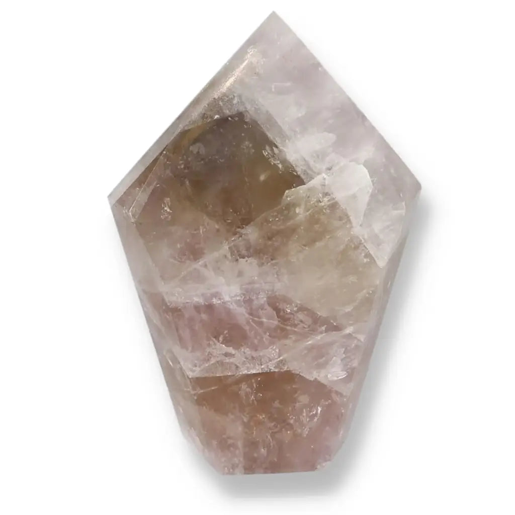 Polished Amethyst Super Seven Point crystal by Sylvia Crystals, known for stress reduction and emotional stability.