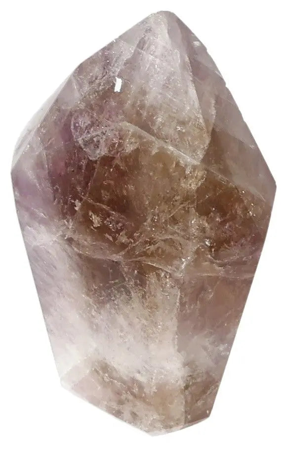 Polished Amethyst Super Seven Point crystal from Sylvia Crystals, known for reducing stress and enhancing concentration.