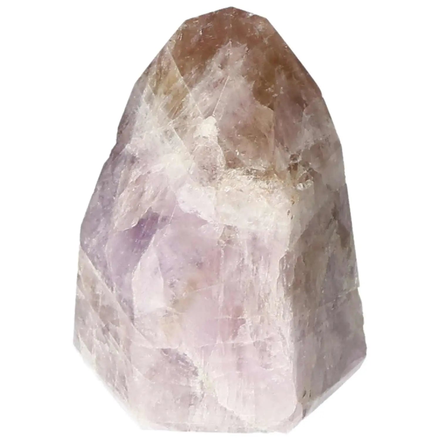 Polished Amethyst Super Seven Point crystal from Sylvia Crystals, known for stress reduction and concentration enhancement.