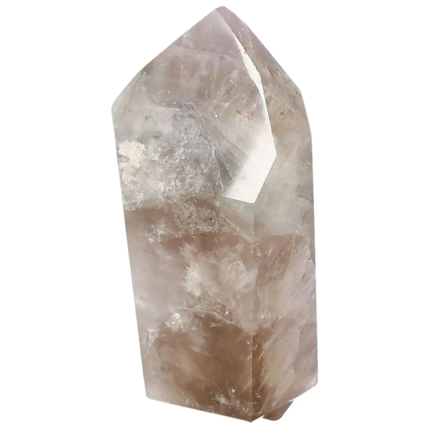 Polished Amethyst Super Seven Point crystal from Sylvia Crystals, known for stress relief and energy enhancement.
