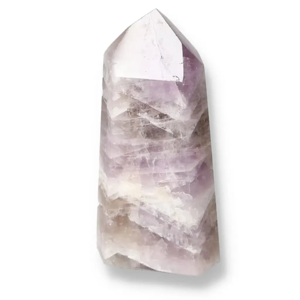 Seven Point Polished Amethyst crystal promoting serenity, focus, and energy, handcrafted by Sylvia Crystals.