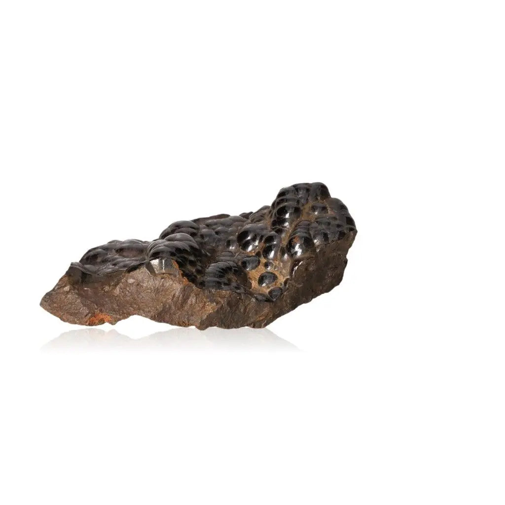 Polished botryoidal Hematite stone, known for enhancing self-confidence and resilience, with unique glossy surface texture.