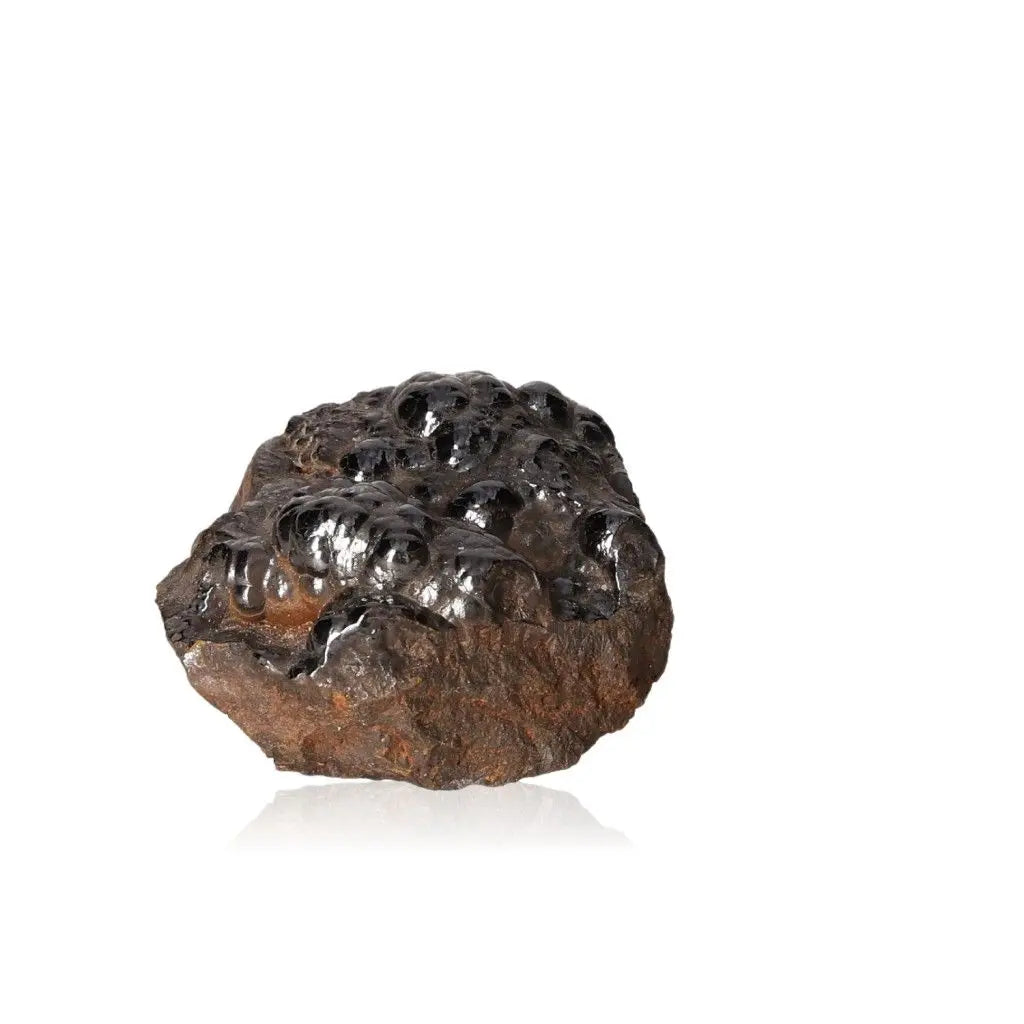 Polished Botryoidal Hematite crystal cluster enhancing well-being and spiritual growth with its metallic sheen and unique formation.