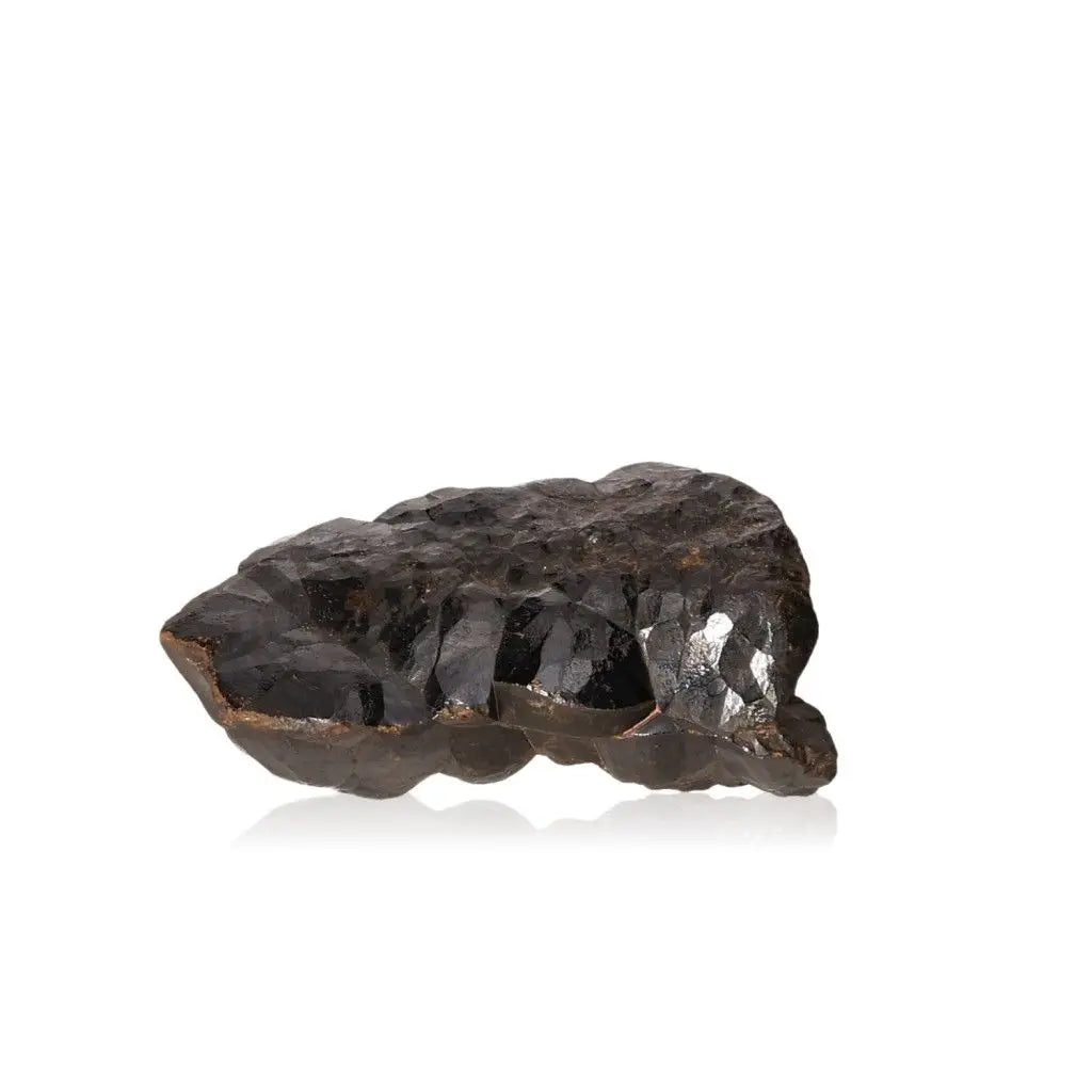 Polished Botryoidal Hematite crystal cluster with metallic shine for strength and protection on white background.