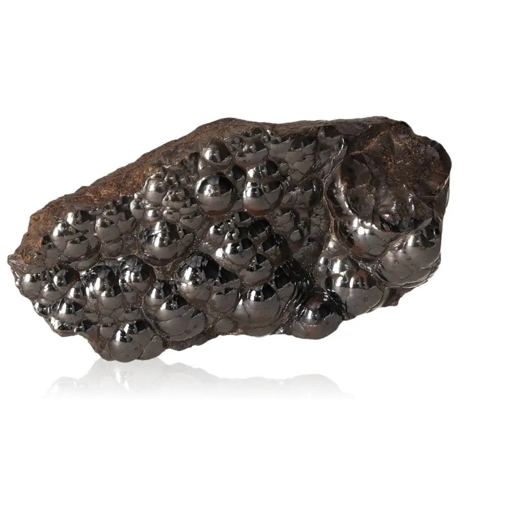 Polished Botryoidal Hematite crystal showcasing its metallic luster and intricate formations for strength and balance.