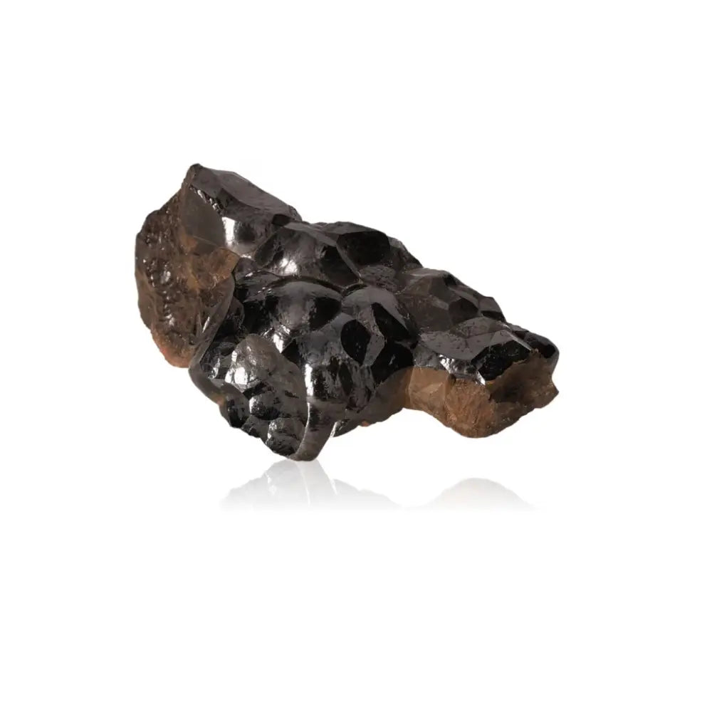 Polished Botryoidal Hematite crystal cluster with metallic sheen, known for grounding energy and enhancing strength.