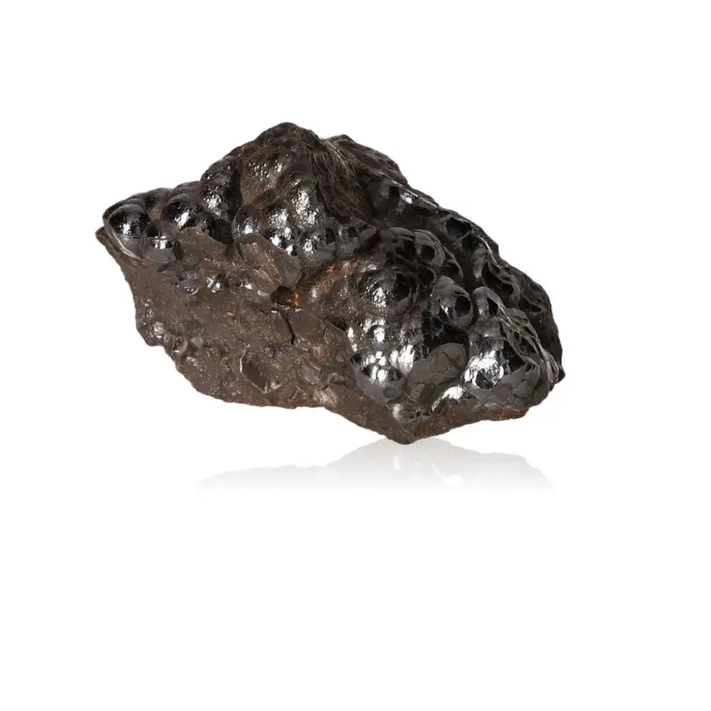 Polished Botryoidal Hematite crystal cluster, metallic sheen, iron-rich formations for grounding and emotional balance.