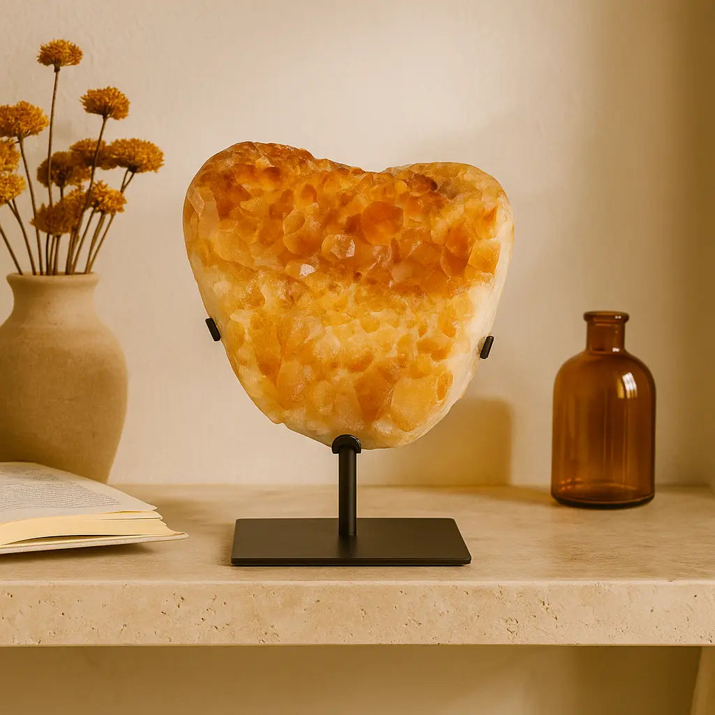 Polished Citrine Druze on Metal Stand Sylvia Crystals Sp. z o.o.