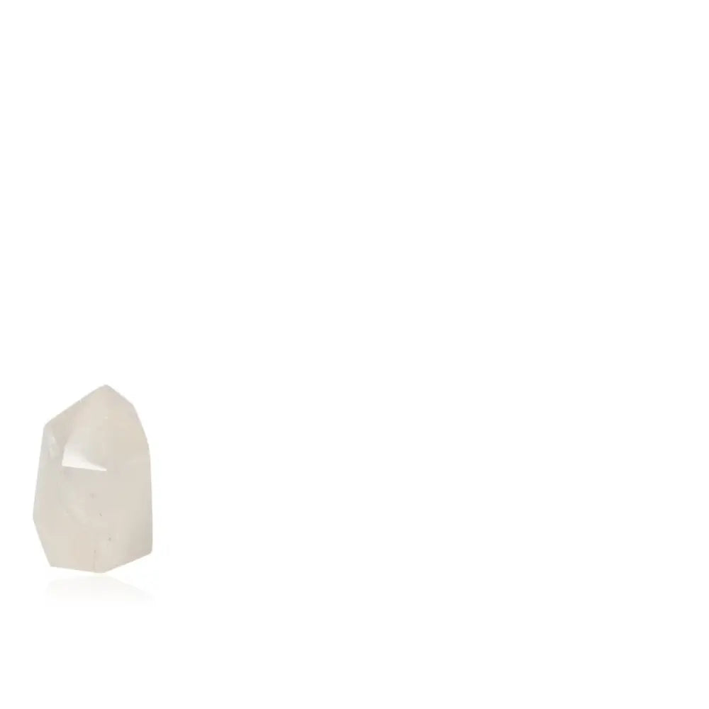 Polished Crystal Quartz Point, enhancing décor with natural beauty and spiritual energy, promoting positive energy and healing properties.