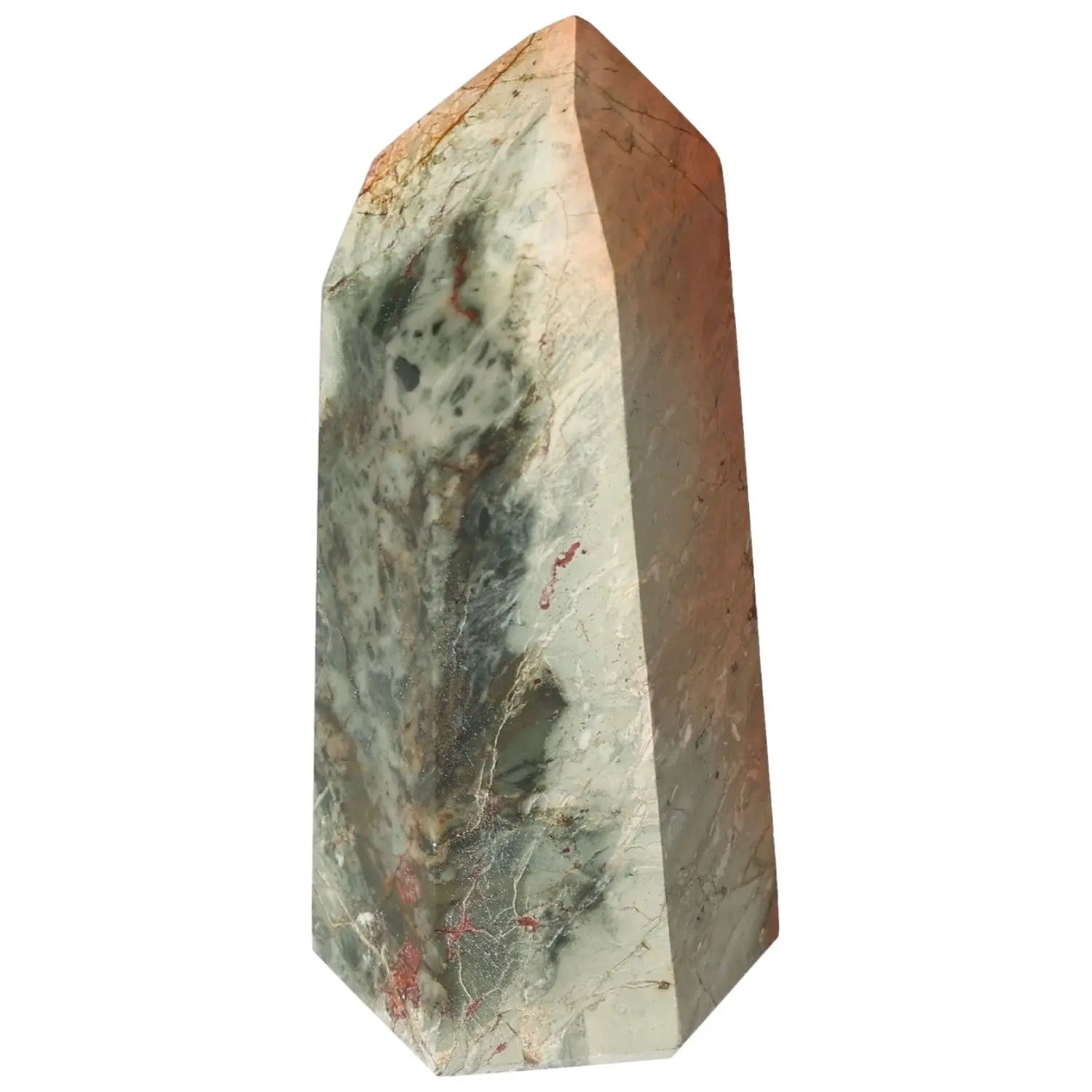 Polished Jasper Obelisk from Sylvia Crystals showcasing smooth surface and elegant design for luxury home decor.