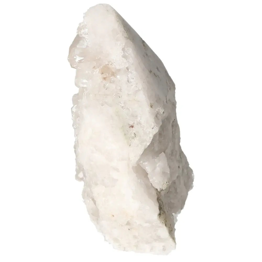 Polished Milky Quartz Point by Sylvia Crystals, promoting balance and tranquility with its elegant design, ideal for spiritual energy.