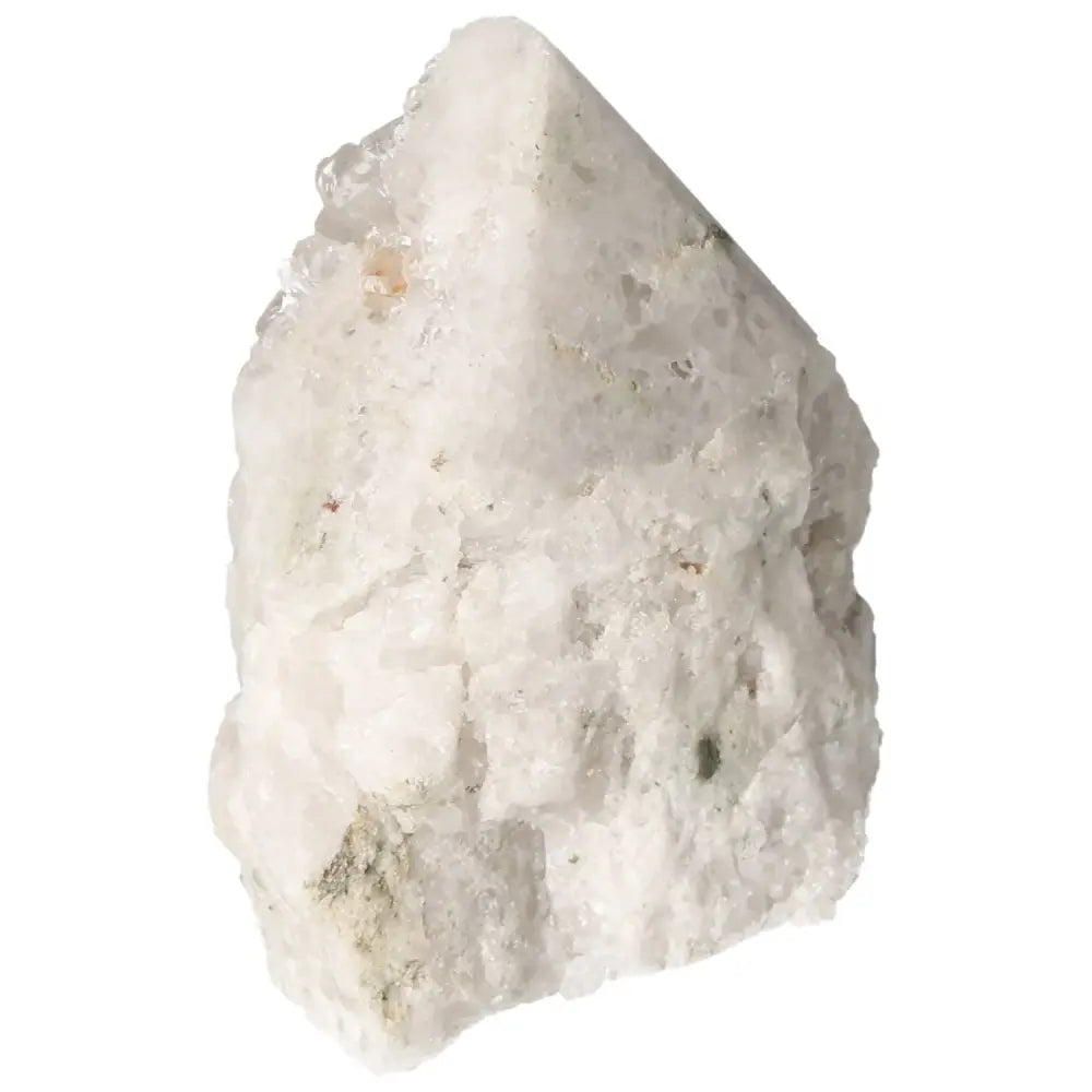 Polished Milky Quartz Point from Sylvia Crystals, showcasing its elegant, handpicked design. Ideal for spiritual energy and tranquility.