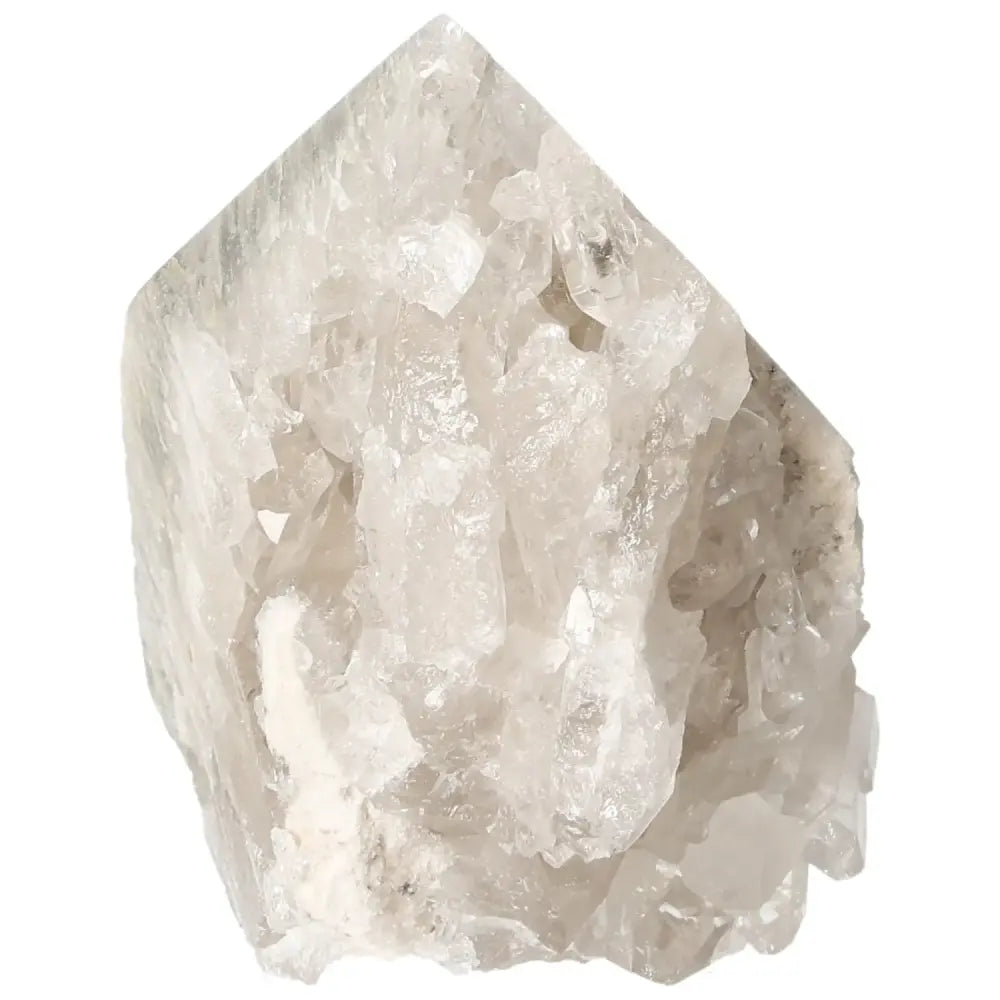 Polished Milky Quartz Point crystal showcasing aesthetic beauty and spiritual harmony by Sylvia Crystals