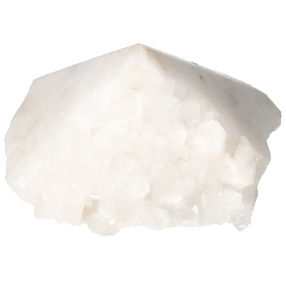 Polished Milky Quartz Point by Sylvia Crystals, known for elegance and spiritual purity, enhances space and spirit harmony.