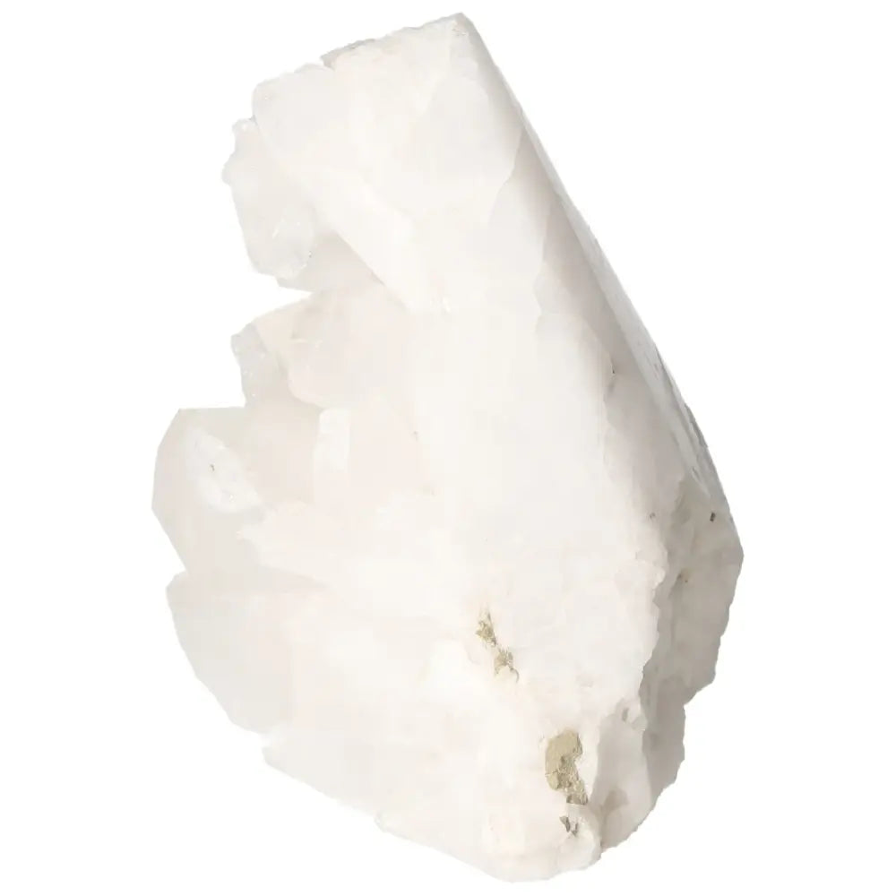 Polished milky quartz point crystal for serenity and spiritual enhancement by Sylvia Crystals.