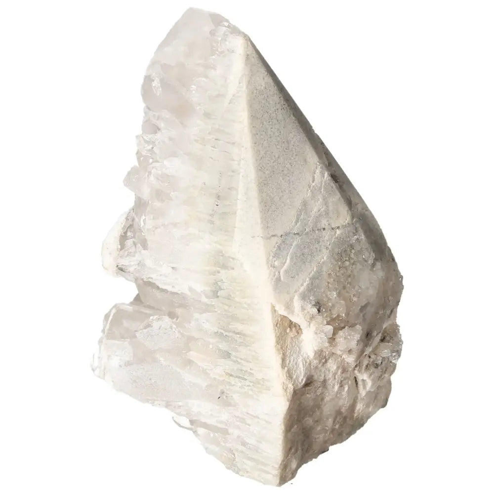 Polished Milky Quartz Point by Sylvia Crystals, showcasing crystal craftsmanship for personal transformation and spiritual harmonization.