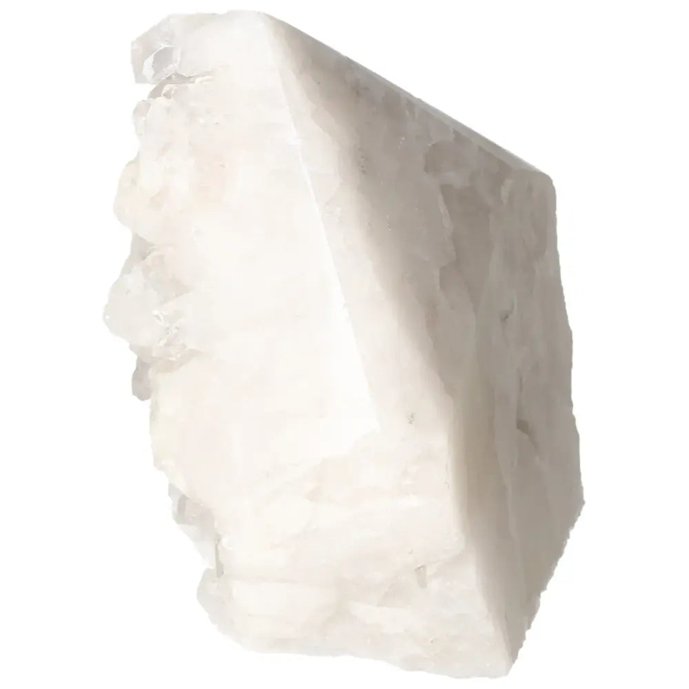 Polished Milky Quartz Point by Sylvia Crystals, showcasing its exquisite craftsmanship and spiritual clarity-enhancing qualities.