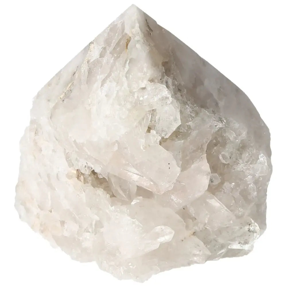 Polished Milky Quartz Point crystal from Sylvia Crystals exuding peace, clarity, and spiritual growth.