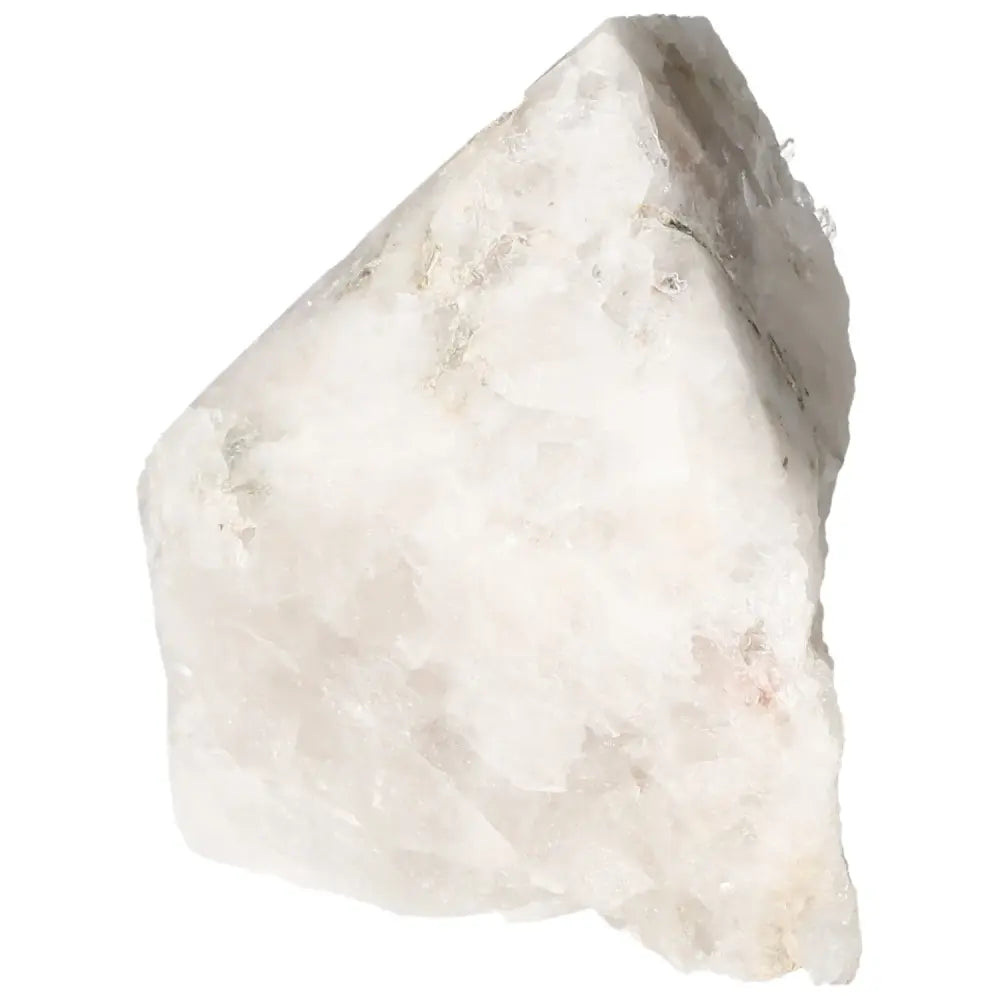 Polished Milky Quartz Point crystal, embodying peace and clarity, from Sylvia Crystals. Ideal for spiritual growth and negative energy dispelling.