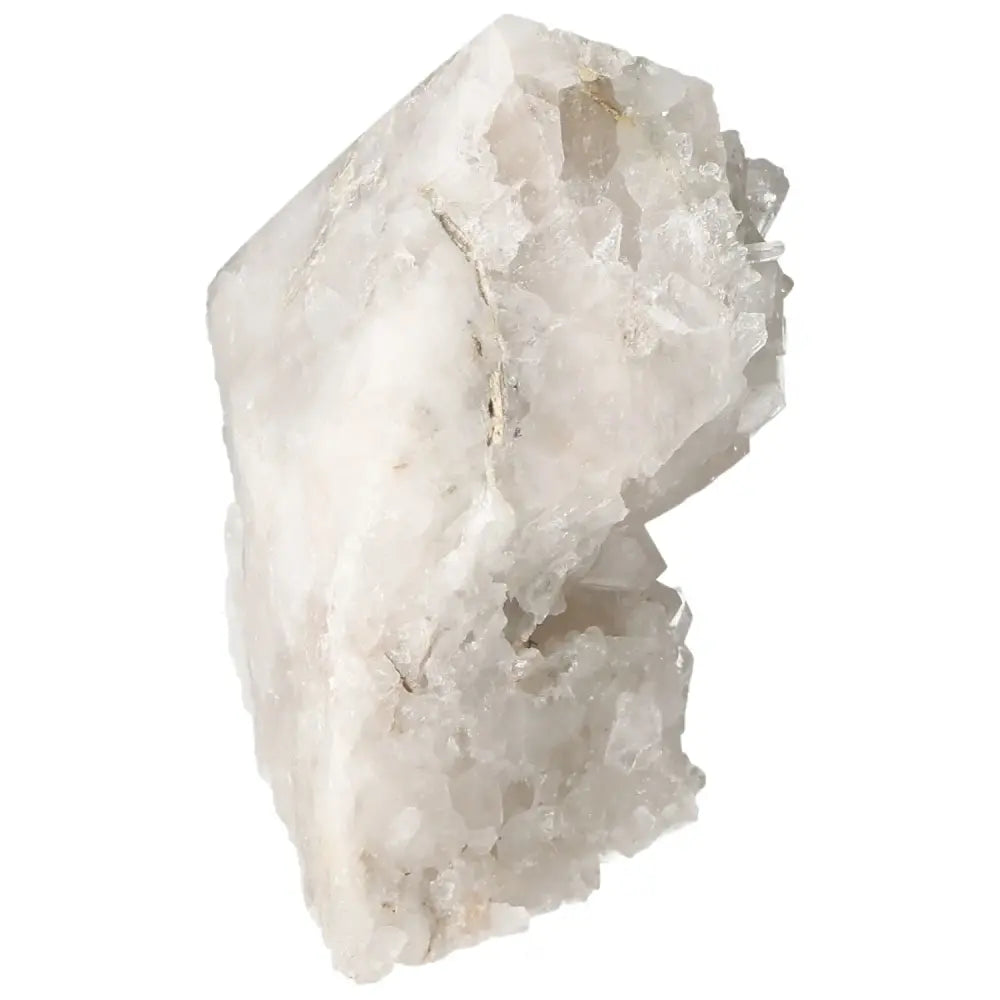 Polished Milky Quartz Point from Sylvia Crystals, showcasing its natural clarity and purification properties.