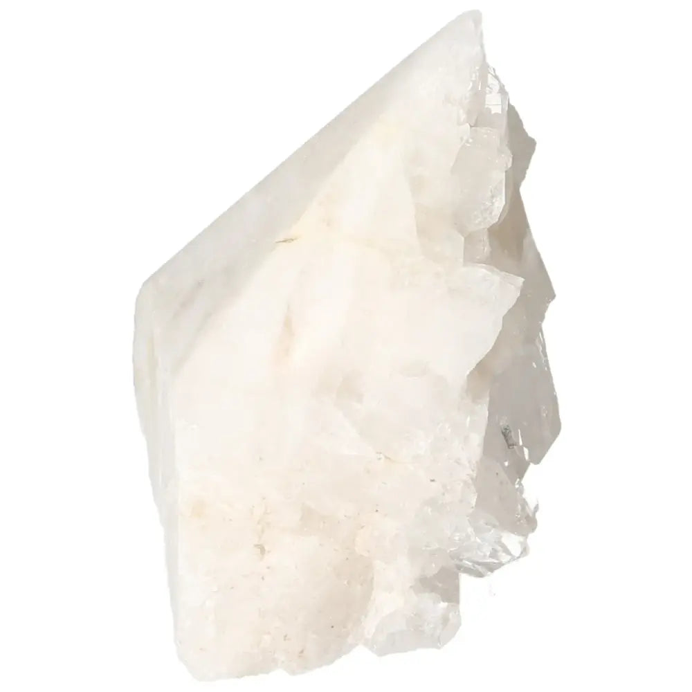 Polished Milky Quartz Point crystal with purifying properties by Sylvia Crystals, known for promoting inner harmony and balance.