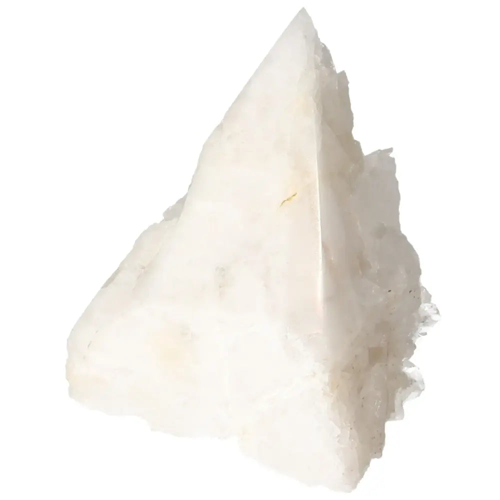 Polished Milky Quartz Point crystal with purifying properties from Sylvia Crystals, perfect for energy balance and inner harmony.