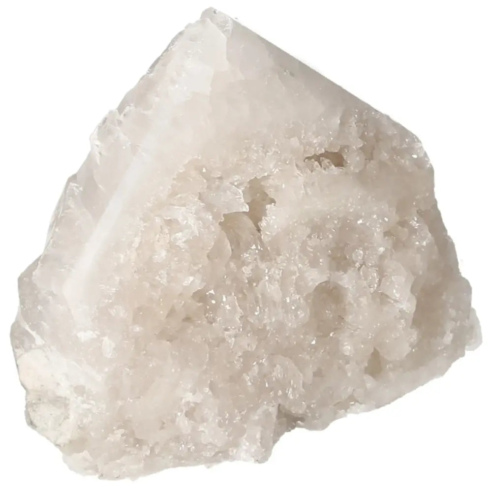 Polished Milky Quartz Point crystal by Sylvia Crystals, showcasing its premium quality and powerful vibrational energy for healing.