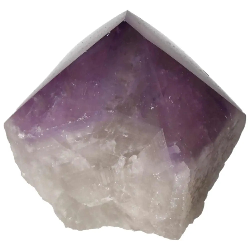 Polished Point Amethyst crystal with deep purple hues, known for stress relief and energy boosting, premium quality by Sylvia Crystals.