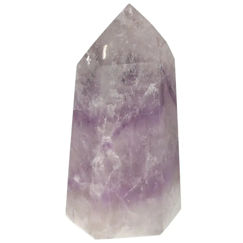 Polished Point Amethyst gemstone from Sylvia Crystals, showcasing luxury and spiritual energy in a refined design.