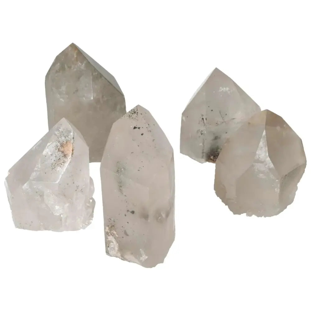Polished Clear Quartz with Chlorite crystals from Sylvia Crystals showcasing natural elegance and purification properties.