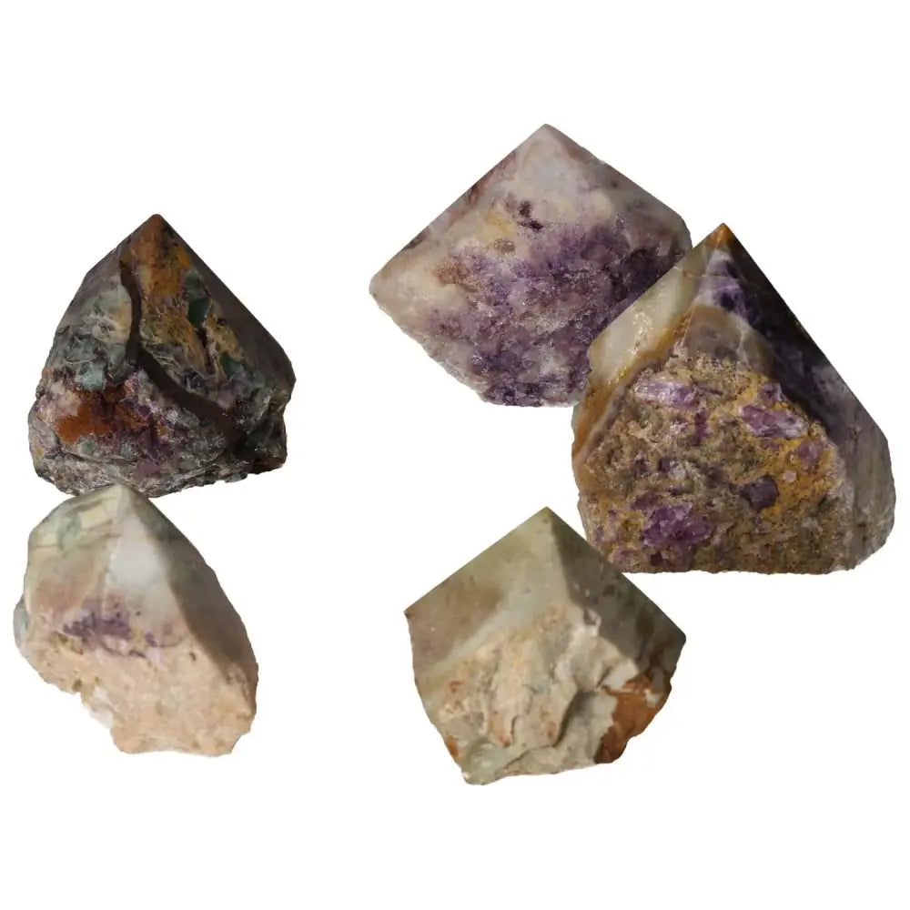 Polished Point Fluorite M gemstones by Sylvia Crystals, showcasing spiritual clarity and emotional balance.