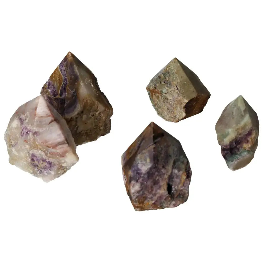 Polished Point Fluorite M gemstones showcasing vibrant hues, enhancing creativity and spiritual clarity by Sylvia Crystals.