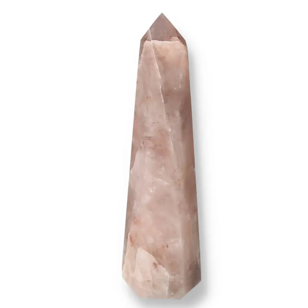 Polished Point Hematoide crystal with deep red hues and intricate patterns, promoting inner peace and conscious living.