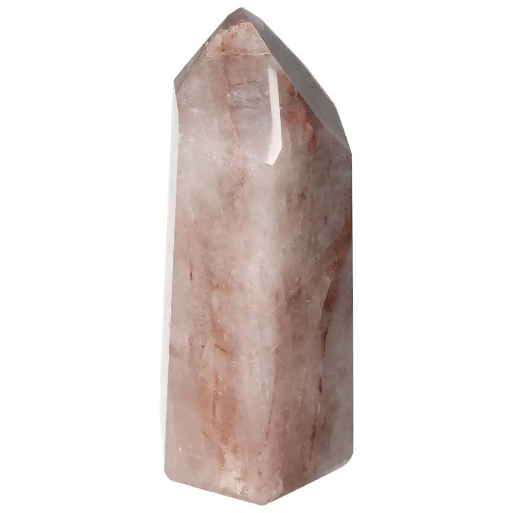 Polished Point Hematoide Quartz crystal by Sylvia Crystals, known for its elegance and grounding properties, ideal for spiritual spaces.
