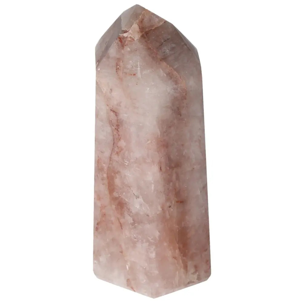 Polished Point Hematoide Quartz by Sylvia Crystals, perfect for luxury and spiritual spaces. Enhance grounding energy.