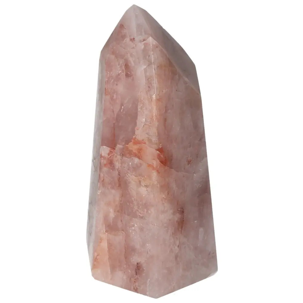 Polished Point Hematoide crystal with red and golden hues showcasing premium craftsmanship, from Sylvia Crystals' exclusive collection.