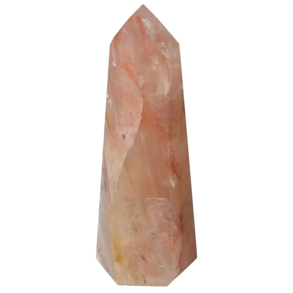 Polished Point Hematoide crystal from Sylvia Crystals, known for grounding and balancing, blending spirituality and luxury.