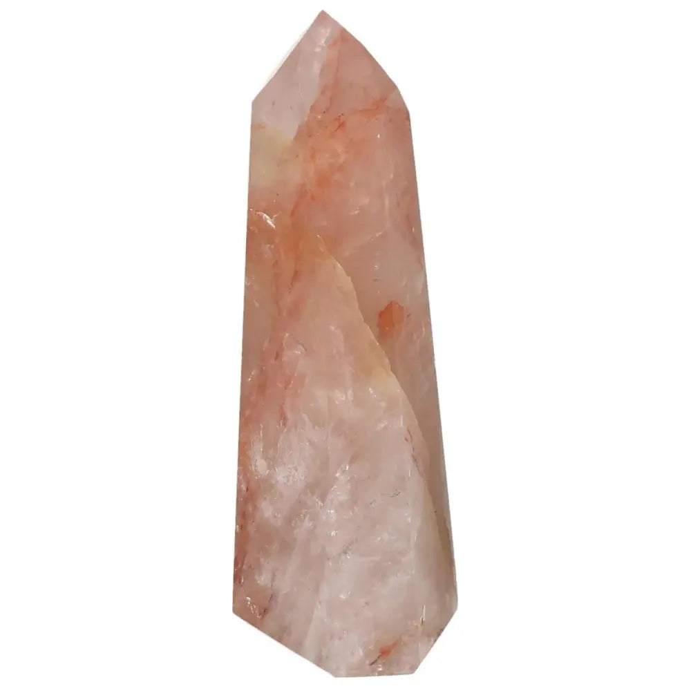 Polished Point Hematoide crystal from Sylvia Crystals, epitomizing spiritual grounding and luxury, in a sleek vertical shape.