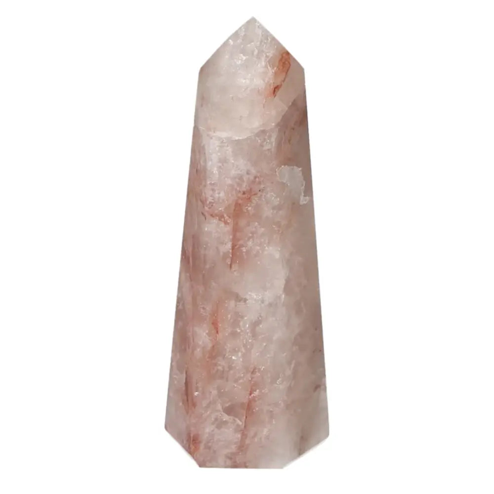 Polished Hematoide Crystal Point from Sylvia Crystals, showcasing unique transformative energy properties.