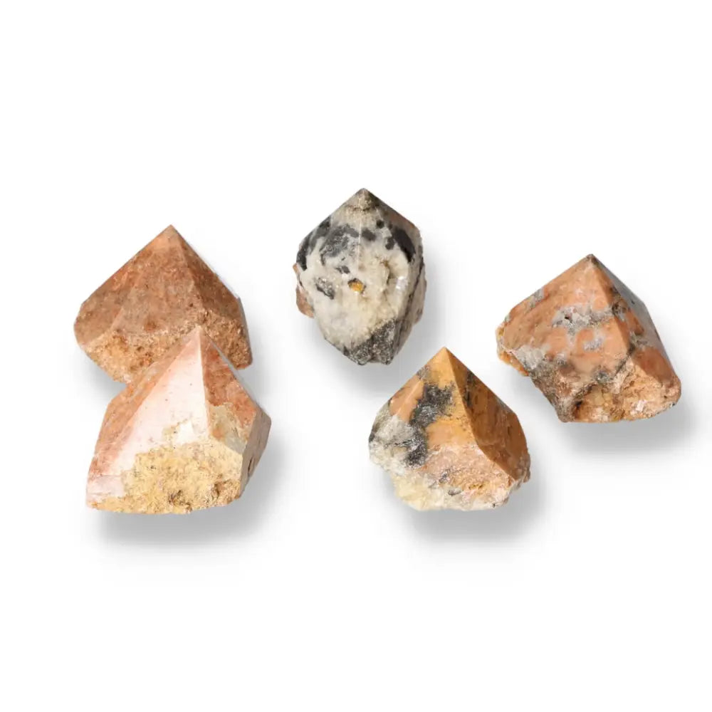 Polished Point Orquidea Calcite crystals for enhancing spiritual growth and professional success, premium Sylvia Crystals quality.