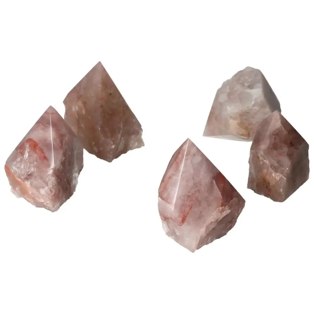 Polished Point Pink Hematoide S gemstone set with radiant pink tones, designed by Sylvia Crystals for luxury and spiritual wellness.